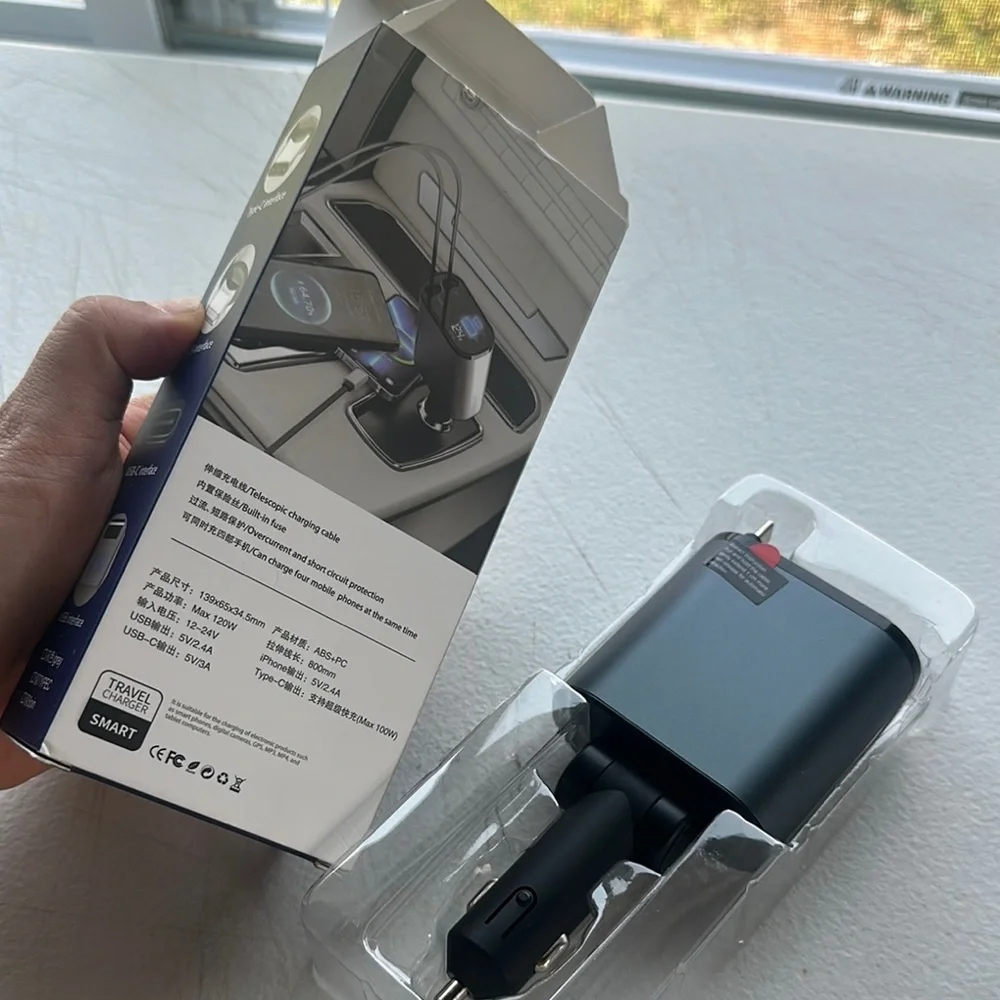 NEW Super Fast Charge 4-in-1 Car Charger - Black